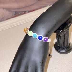 Shakra 7 bead braided bracelet with white nylon cord  adj NWOT